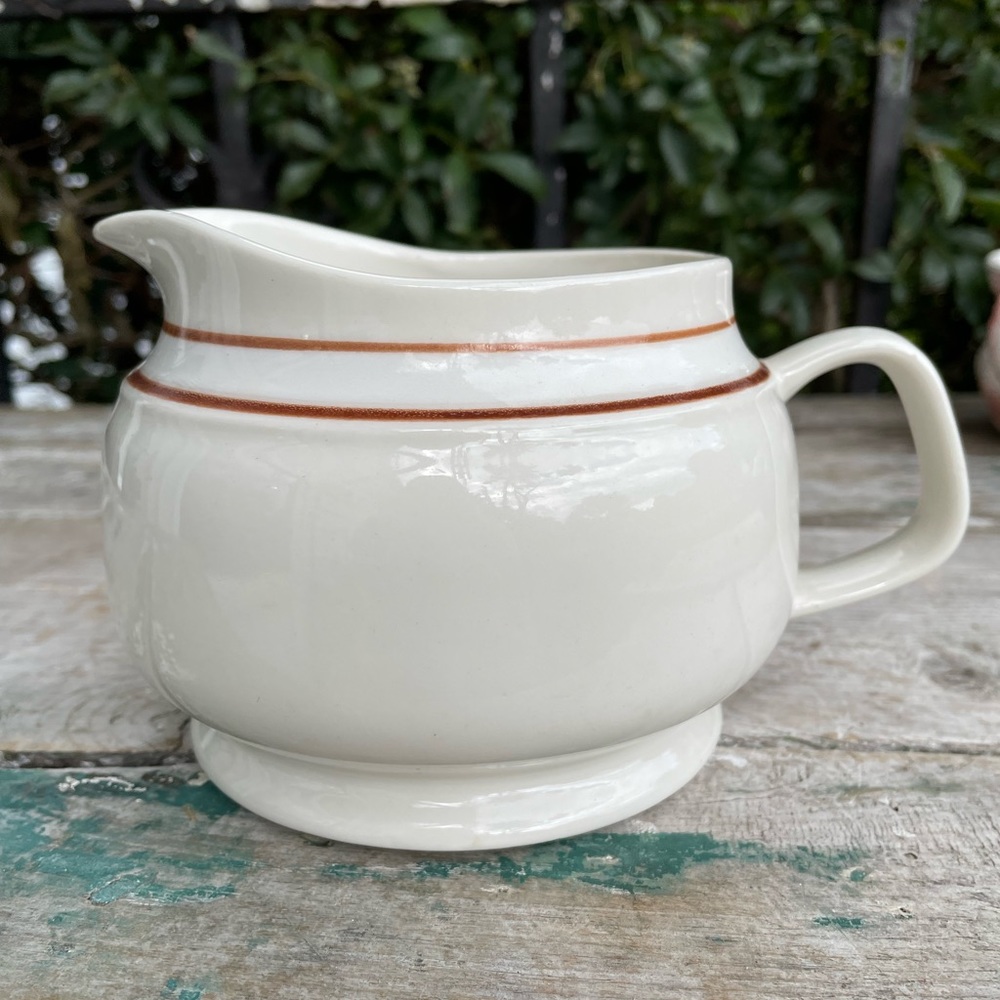 Elegance Bavarian Brown & Cream stoneware gravy boat dinner table